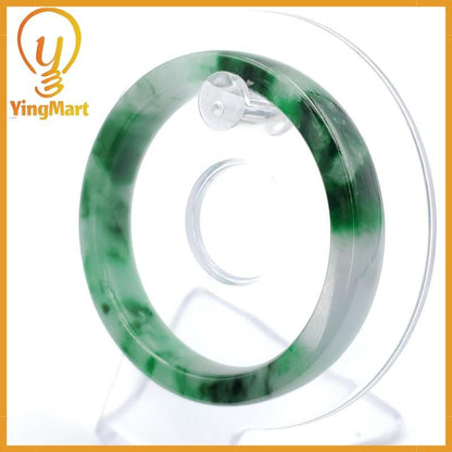 YingCollection 53mm PNJ258397 Certified Natural Color Green White To Dark Green, Grey White Jadeite Jade Bangle Bracelet, Real Gemstone