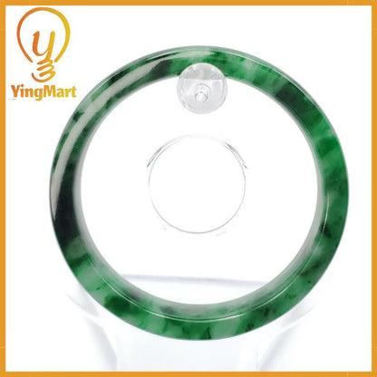 YingCollection 52mm PNJ258402 Certified Natural Color Green White To Dark Green, Grey White Jadeite Jade Bangle Bracelet, Real Gemstone