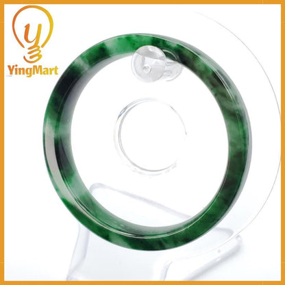 YingCollection 53mm PNJ258403 Certified Natural Color Green White To Dark Green, Grey White Jadeite Jade Bangle Bracelet, Real Gemstone