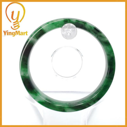 YingCollection 53mm PNJ258403 Certified Natural Color Green White To Dark Green, Grey White Jadeite Jade Bangle Bracelet, Real Gemstone