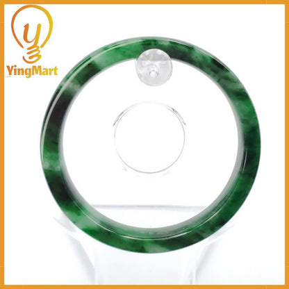 YingCollection 53mm PNJ258403 Certified Natural Color Green White To Dark Green, Grey White Jadeite Jade Bangle Bracelet, Real Gemstone