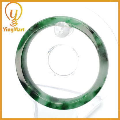 YingCollection 52mm PNJ258405 Certified Natural Color Green White To Dark Green, Grey White Jadeite Jade Bangle Bracelet, Real Gemstone