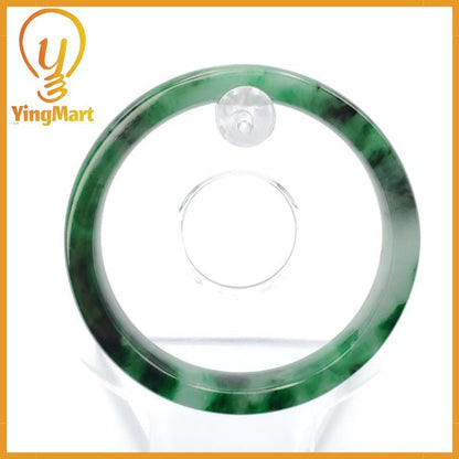 YingCollection 52mm PNJ258405 Certified Natural Color Green White To Dark Green, Grey White Jadeite Jade Bangle Bracelet, Real Gemstone