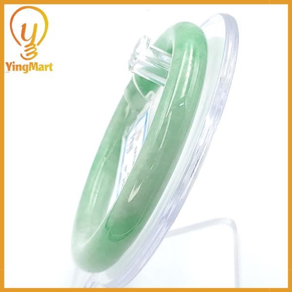 Jade Bangle 55mm PNJ250110 Certified | Yingmart Natural Color Green White to Green, Grey White Jadeite Bangle for Men, Women, Grandma,Sister