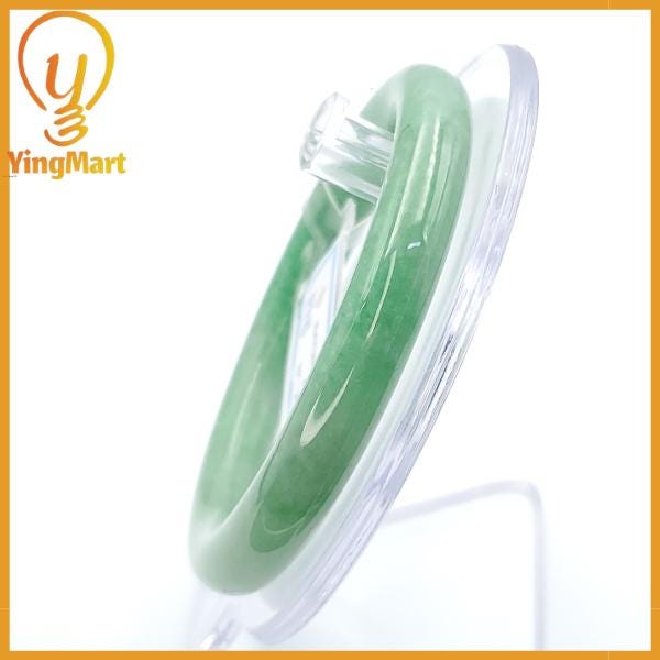 Jade Bangle 54mm PNJ250119 Certified | Yingmart Natural Color Green White to Green Jade Jadeite Bracelet for Men, Women, Grandma, Sister