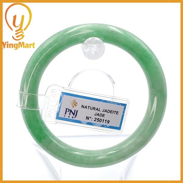 Jade Bangle 54mm PNJ250119 Certified | Yingmart Natural Color Green White to Green Jade Jadeite Bracelet for Men, Women, Grandma, Sister