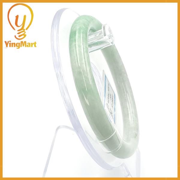 Jade Bangle 55mm PNJ250913 Certified | Yingmart Natural Color Green White to Green, Grey White Jadeite Bracelet for Men,Women,Grandma,Sister