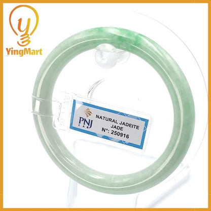 Jade Bangle 55mm PNJ250916 Certified | Yingmart Natural Color Green White to Green, Grey White Jadeite Bracelet for Men,Women,Grandma,Sister