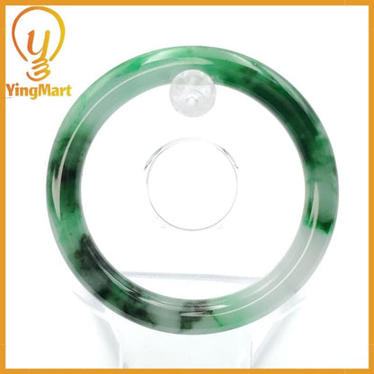 YingCollection 53mm PNJ258381 Certified Natural Color Green White To Dark Green, Grey White Jadeite Jade Bangle Bracelet, Real Gemstone