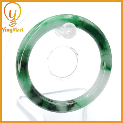 YingCollection 53mm PNJ258381 Certified Natural Color Green White To Dark Green, Grey White Jadeite Jade Bangle Bracelet, Real Gemstone