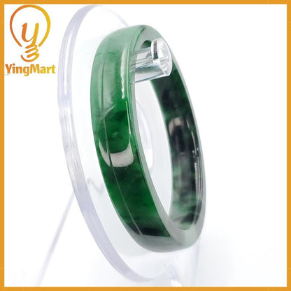 YingCollection 54mm PNJ258396 Certified Natural Color Green White To Dark Green, Grey White Jadeite Jade Bangle Bracelet, Real Gemstone