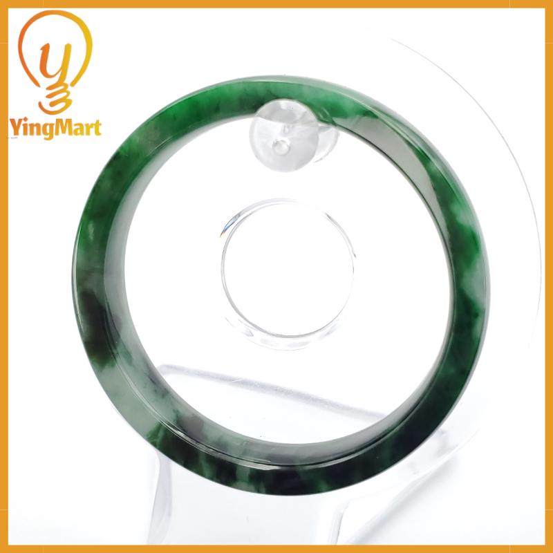 YingCollection 54mm PNJ258396 Certified Natural Color Green White To Dark Green, Grey White Jadeite Jade Bangle Bracelet, Real Gemstone