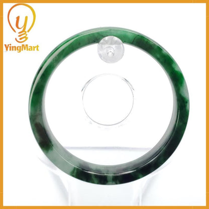 YingCollection 54mm PNJ258396 Certified Natural Color Green White To Dark Green, Grey White Jadeite Jade Bangle Bracelet, Real Gemstone