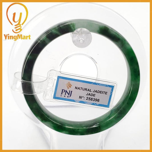 YingCollection 54mm PNJ258396 Certified Natural Color Green White To Dark Green, Grey White Jadeite Jade Bangle Bracelet, Real Gemstone