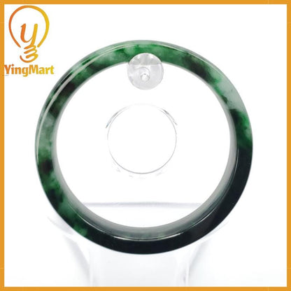 YingCollection 54mm PNJ258400 Certified Natural Color Green White To Dark Green, Grey White Jadeite Jade Bangle Bracelet, Real Gemstone