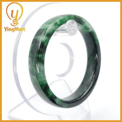 YingCollection 54mm PNJ258400 Certified Natural Color Green White To Dark Green, Grey White Jadeite Jade Bangle Bracelet, Real Gemstone