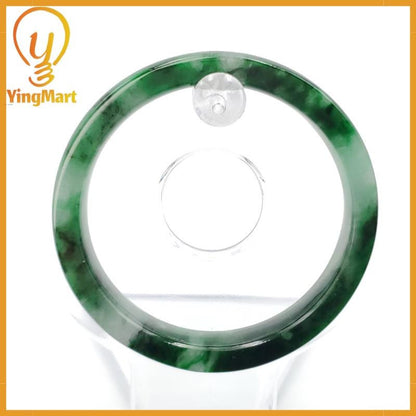 YingCollection 54mm PNJ258404 Certified Natural Color Green White To Dark Green, Grey White Jadeite Jade Bangle Bracelet, Real Gemstone
