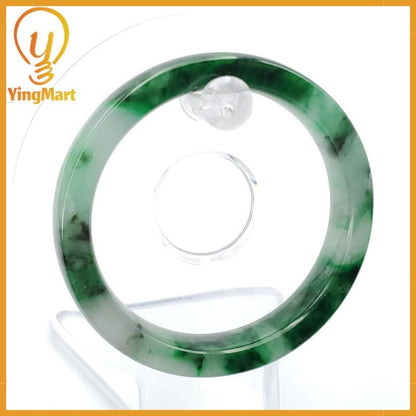 YingCollection 54mm PNJ258406 Certified Natural Color Green White To Dark Green, Grey White Jadeite Jade Bangle Bracelet, Real Gemstone