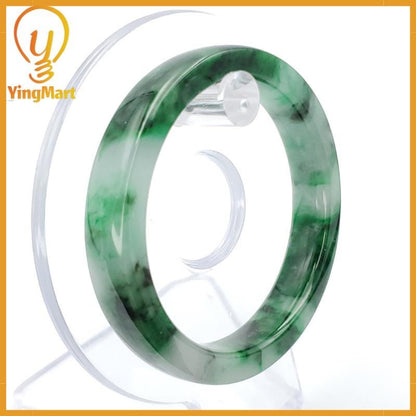 YingCollection 54mm PNJ258406 Certified Natural Color Green White To Dark Green, Grey White Jadeite Jade Bangle Bracelet, Real Gemstone