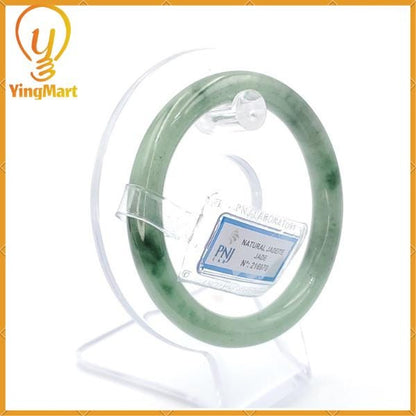 Jade Bangle 56mm PNJ216970 Certified | Yingmart Natural Color Light Green, Greyish Green, Grey Jadeite for Men, Women, Grandma, Sister