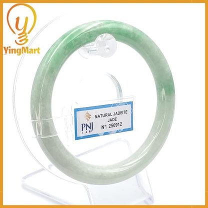 Jade Bangle 56mm PNJ250912 Certified | Yingmart Natural Color Green White Jadeite Jade Bracelet - Elegant for Men, Women, Grandma, Sister