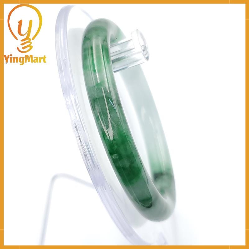 YingCollection 52mm PNJ258385 Certified Natural Color Green White To Green, White, Brown, Black Jadeite Jade Bangle Bracelet, Real Gemstone