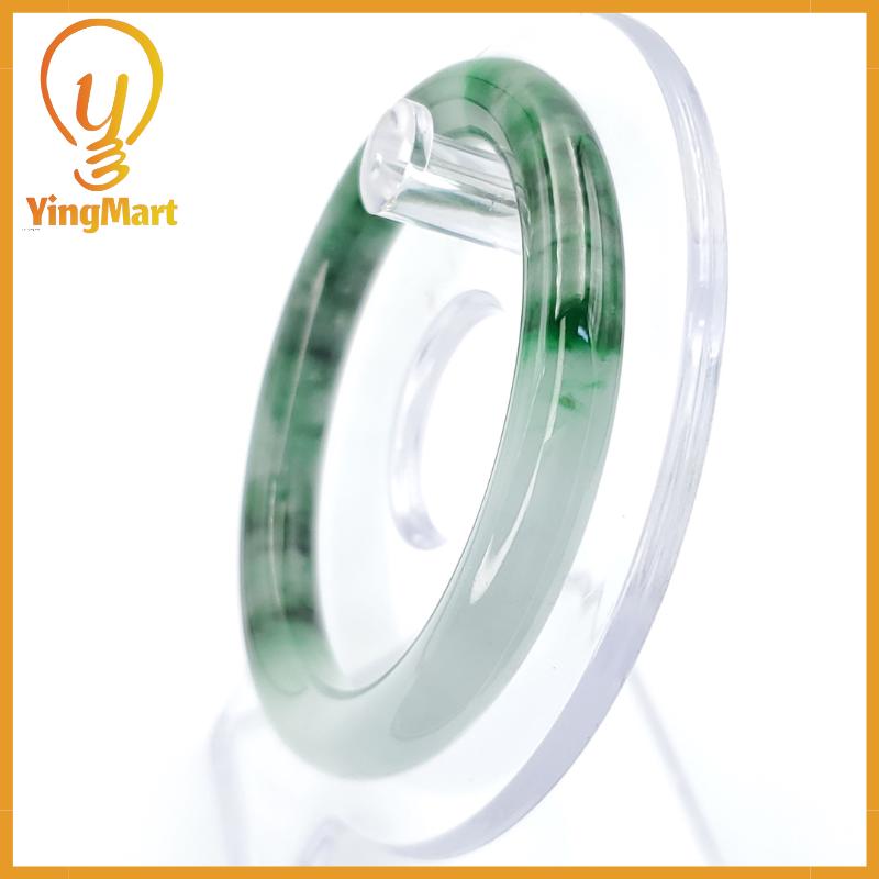 YingCollection 52mm PNJ258385 Certified Natural Color Green White To Green, White, Brown, Black Jadeite Jade Bangle Bracelet, Real Gemstone