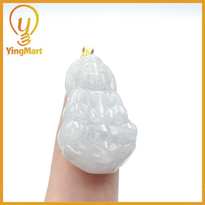 Guan Yin With Flower Jade Pendant 100% Genuine Jadeite Real Jade Type A Grade A Hand Carved,  Lucky Pendant, Jade Necklace Pendant