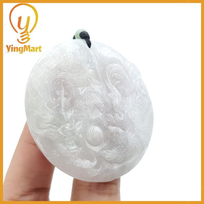 Translucent Dragon, Phoenix and Fish Jade Pendant  Genuine Jadeite Real Jade Type A Hand Carved,  Lucky Pendant, Jade Necklace Pendant