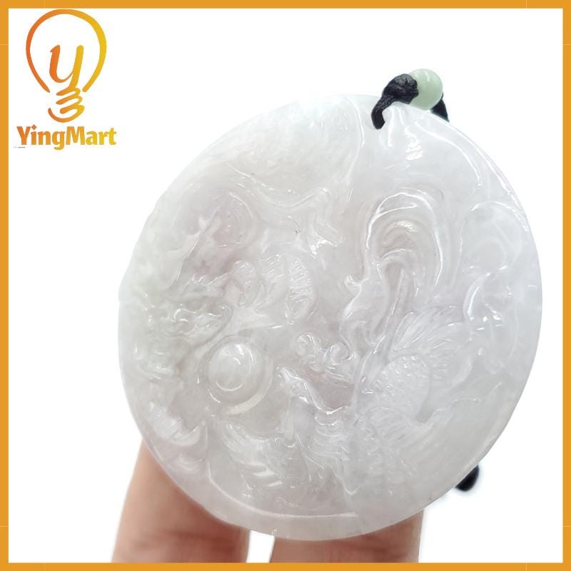 Translucent Dragon, Phoenix and Fish Jade Pendant  Genuine Jadeite Real Jade Type A Hand Carved,  Lucky Pendant, Jade Necklace Pendant