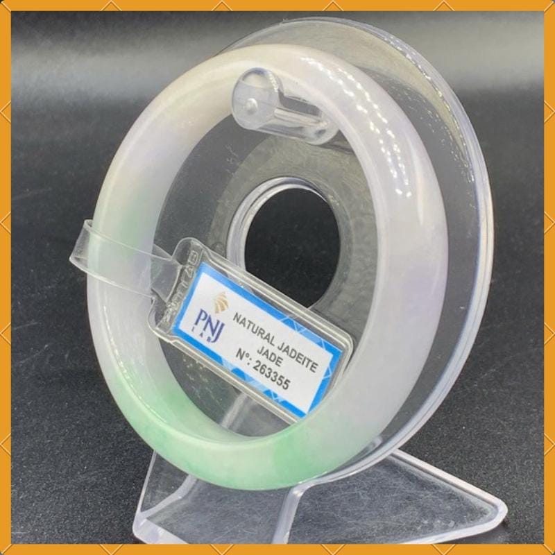 YingCollection 58mm PNJ263355Certified Natural Color Green White, Purplish White Jadeite Jade Bangle Bracelet, Real Gemstone, Jewelry