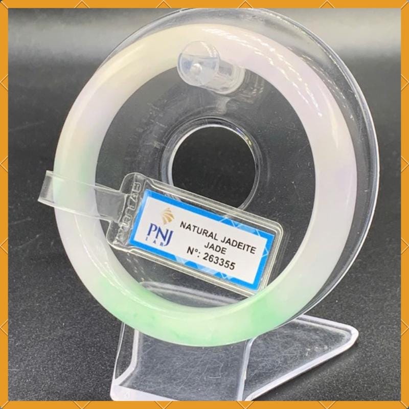 YingCollection 58mm PNJ263355Certified Natural Color Green White, Purplish White Jadeite Jade Bangle Bracelet, Real Gemstone, Jewelry