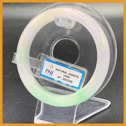 YingCollection 58mm PNJ263355Certified Natural Color Green White, Purplish White Jadeite Jade Bangle Bracelet, Real Gemstone, Jewelry