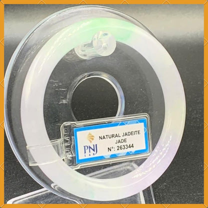 YingCollection 57mm PNJ263344 Certified Natural Color Green White, Purplish White Jadeite Jade Bangle Bracelet, Real Gemstone, Jewelry