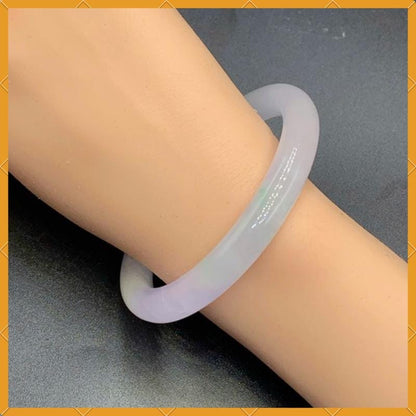 YingCollection 57mm PNJ263344 Certified Natural Color Green White, Purplish White Jadeite Jade Bangle Bracelet, Real Gemstone, Jewelry