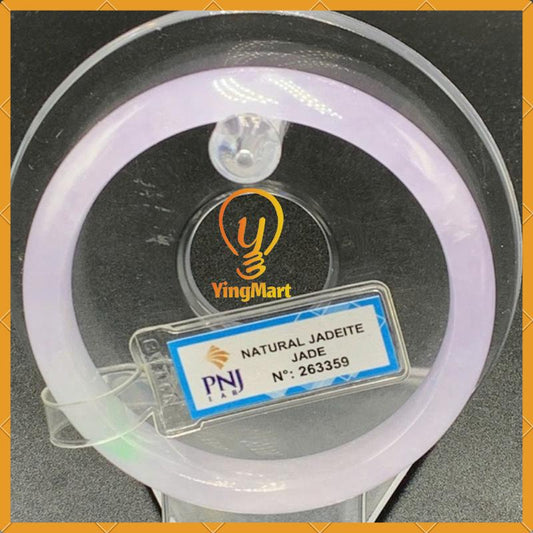 YingCollection 58mm PNJ263359 Certified Natural Green White, Purplish White Jadeite Jade Bangle Bracelet, Real Gemstone, Jewelry