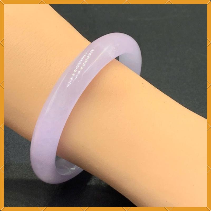 YingCollection 58mm PNJ263359 Certified Natural Green White, Purplish White Jadeite Jade Bangle Bracelet, Real Gemstone, Jewelry