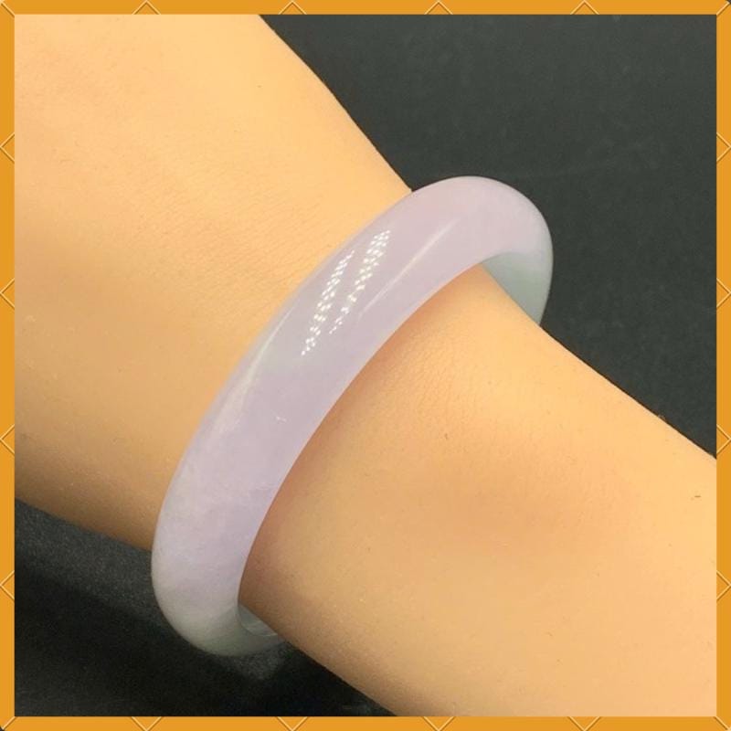YingCollection 54mm PNJ263358 Certified Natural Color White, Purplish White Jadeite Jade Bangle Bracelet, Real Gemstone, Jewelry