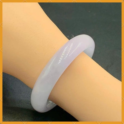 YingCollection 56mm PNJ263352 Certified Natural Color White, Purplish White Jadeite Jade Bangle Bracelet, Real Gemstone, Jewelry