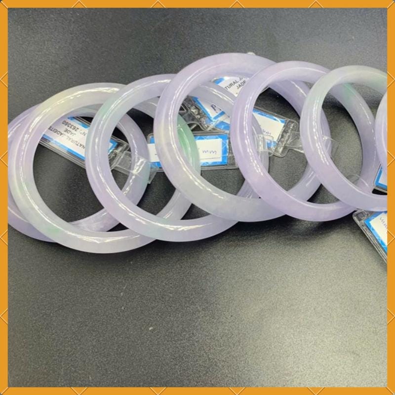 Yingmart 51 - 59mm Genuine Jade White, Very Light Purple Natural  Bracelet  Jaideite Bangle , Vintage Jewelry, Accessories