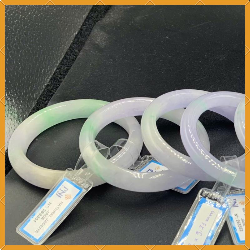 Yingmart 51 - 59mm Genuine Jade White, Very Light Purple Natural  Bracelet  Jaideite Bangle , Vintage Jewelry, Accessories