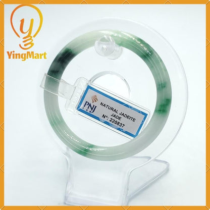 YingCollection 52mm PNJ220837 Certified Natural Color Green White To Green, Black Grey Jadeite Jade Bangle Bracelet, Real Gemstone