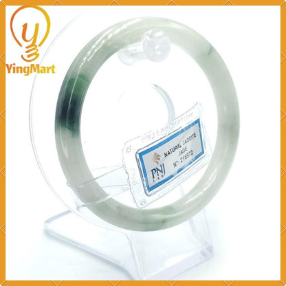 YingCollection 57mm PNJ216972 Certified Natural Color Green White To Green, Grey White, Black  Jadeite Jade Bangle Bracelet, Real Gemstone