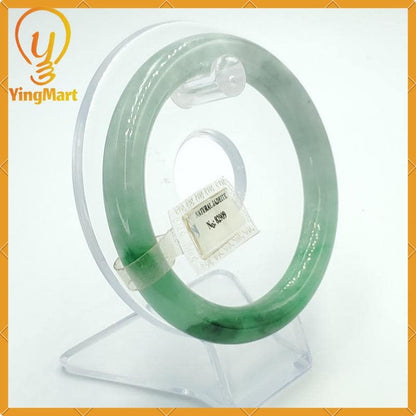 YingCollection 59mm PNJ82909 Certified Natural Color Green White To Light Green, Black Jadeite Jade Bangle Bracelet, Real Gemstone