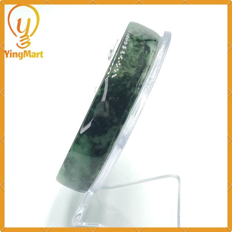 YingCollection 64mm PNJ220804 Certified Natural Color Greyish Green To Green, Grey White Jadeite Jade Bangle Bracelet, Real Gemstone