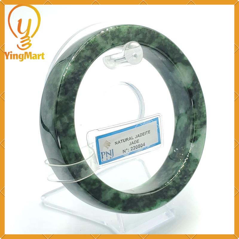YingCollection 64mm PNJ220804 Certified Natural Color Greyish Green To Green, Grey White Jadeite Jade Bangle Bracelet, Real Gemstone