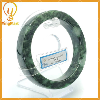 YingCollection 64mm PNJ220804 Certified Natural Color Greyish Green To Green, Grey White Jadeite Jade Bangle Bracelet, Real Gemstone