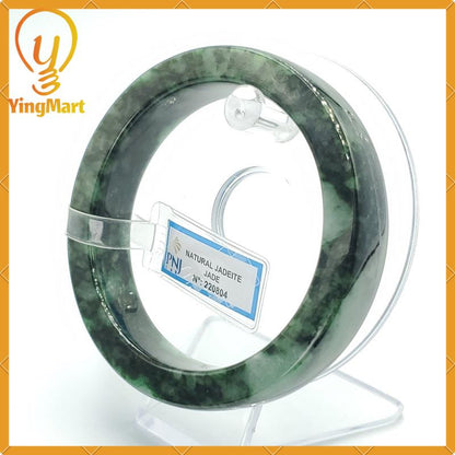 YingCollection 64mm PNJ220804 Certified Natural Color Greyish Green To Green, Grey White Jadeite Jade Bangle Bracelet, Real Gemstone