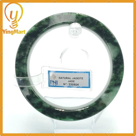 YingCollection 64mm PNJ220804 Certified Natural Color Greyish Green To Green, Grey White Jadeite Jade Bangle Bracelet, Real Gemstone