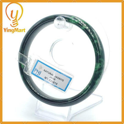 YingCollection 65mm PNJ220815 Certified Natural Color Light To Dark Green, Black Jadeite Jade Bangle Bracelet, Real Gemstone